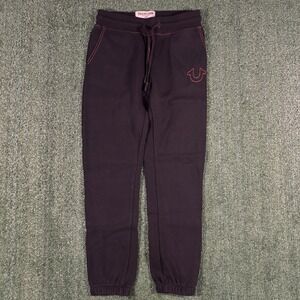 True Religion Red Horseshoe Joggers Mens Fleece Lined Athletic Pants XS